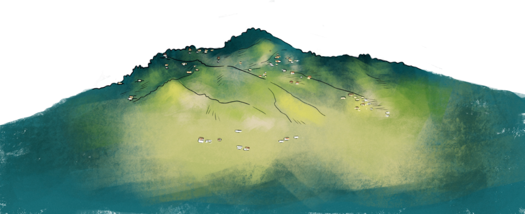 Croquis de la Montagne du Vauclin pour le cahier de jeux Sud Martinique