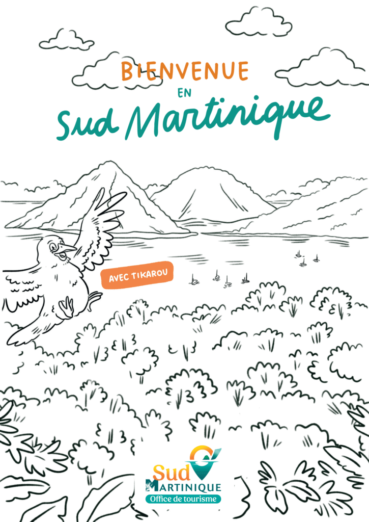 Croquis de la couverture du cahier de jeux Sud Martinique