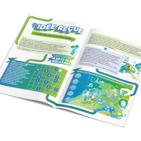 Double page de jeux du cahier En route pour l'électrique !