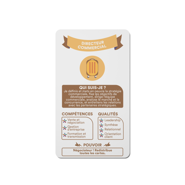 Carte métier jaune du jeu Carrière Quest