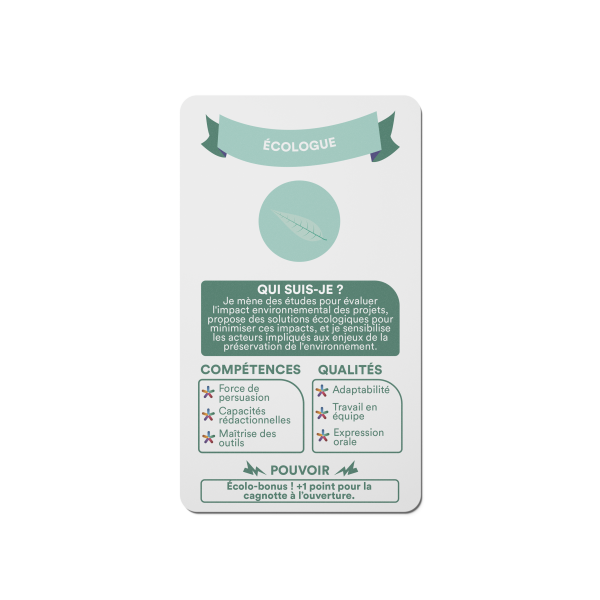 Carte métier verte du jeu Carrière Quest