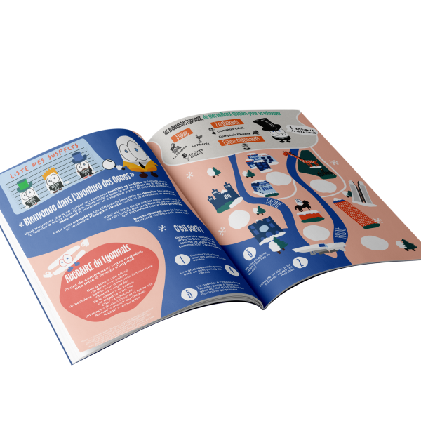 Double page de jeux du cahier Les Gones