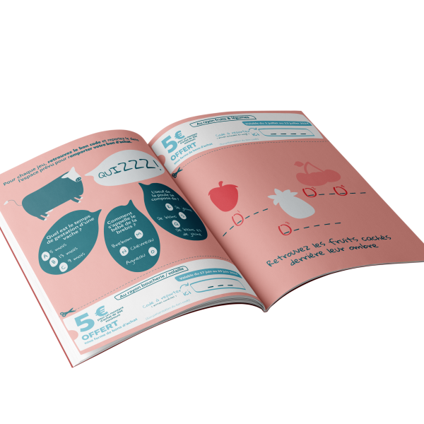 Double page de jeux et bons de réduction du livret Carrefour Market