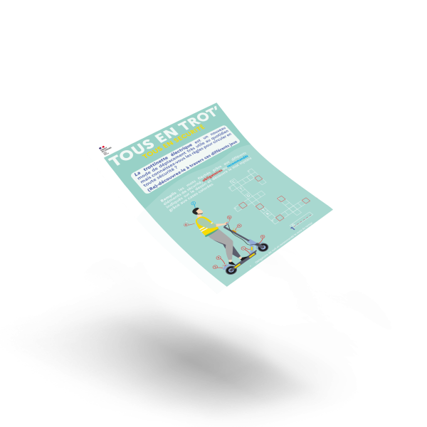 Flyer jeu Tous en Trot' sur la sécurité en trottinette électrique, Sécurité Routière du Doubs