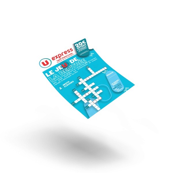 Flyer jeu de la rentrée pour attirer les familles en magasin U Express