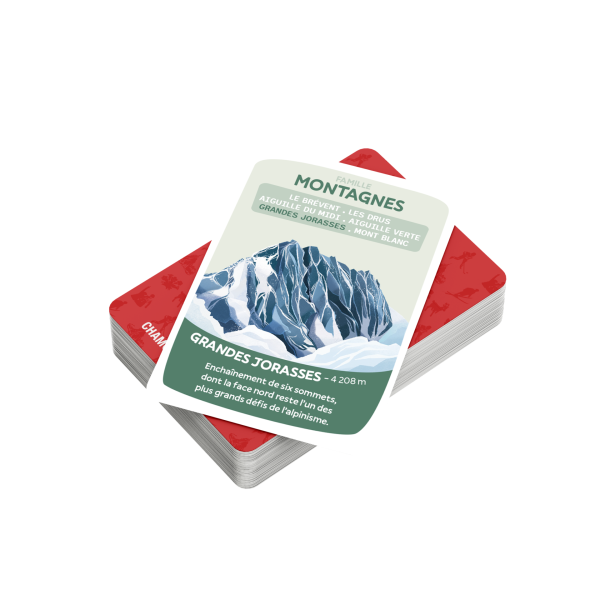 Cartes de la famille Montagnes du jeu de 7 familles Chamonix-Mont-Blanc