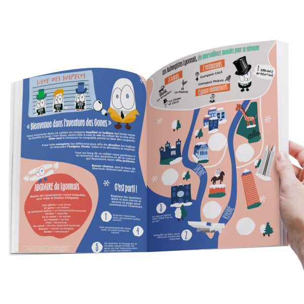 Double page de jeux du cahier Les Gones